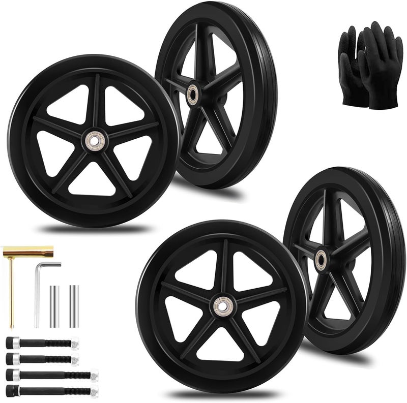 CANWUPON 4Pcs 8 Inch Solid Replacement Wheels - Environmentally Friendly Rubber Material, Wear-Resistant PU Tires, Anti-Slip, and Durable ABS Wheel Hub - Easy to Install (4 Pcs) - Image 1